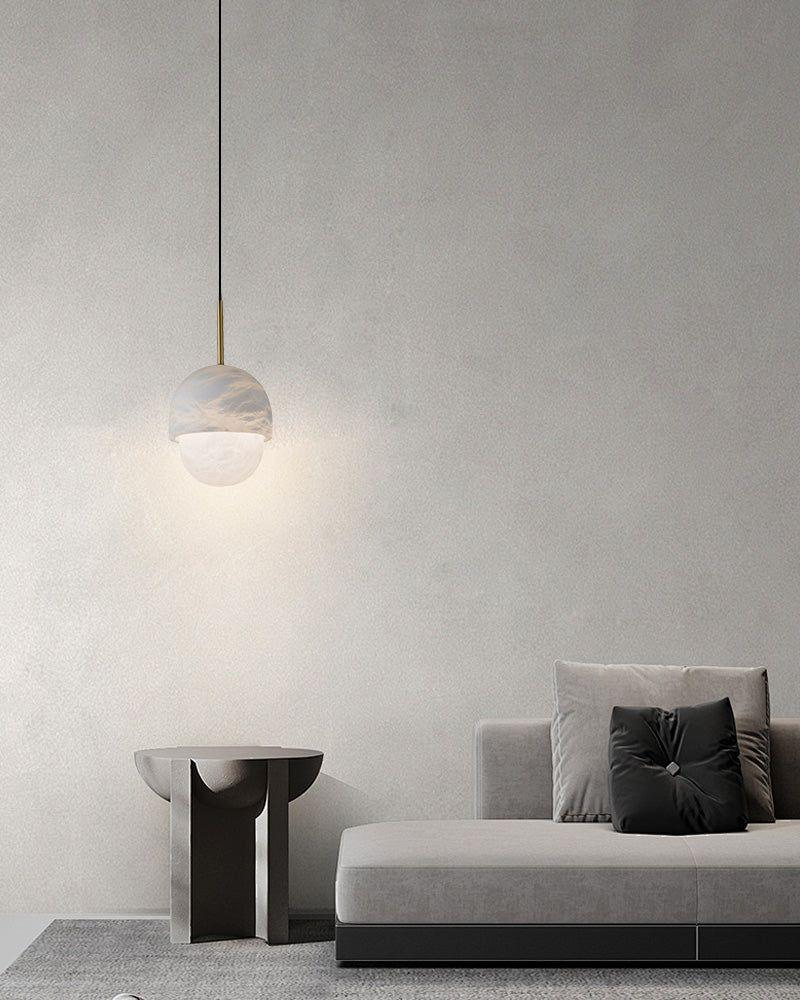 LED Round marble small pendant lamp 6" in white for kitchen, loft, bedroom, corridor Modern Pendant lamp