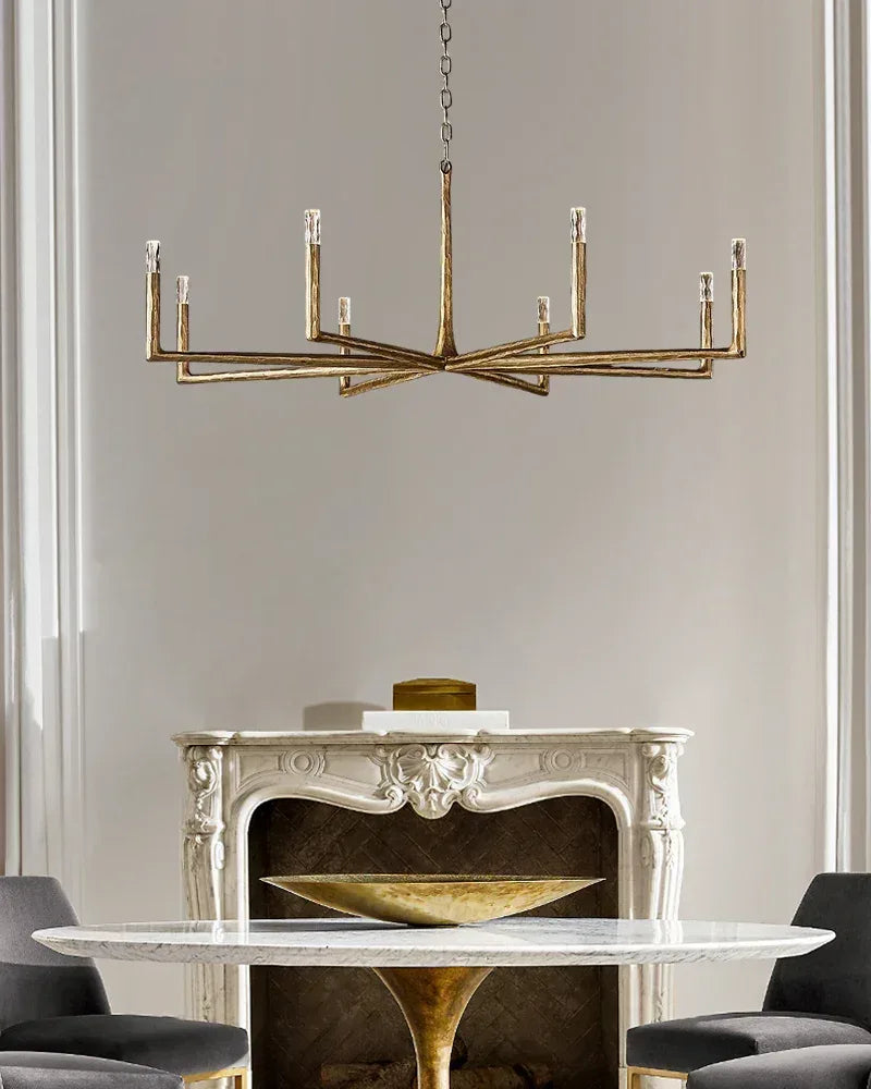 Thod Hand-Forged Iron Linear Chandeliers Black Wide 54" 72" 95" for Dining table American Vintage chandelier lamp