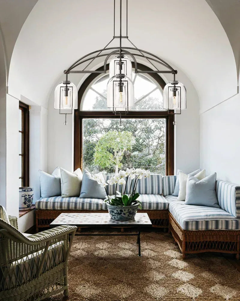 LightsStory Series Geometric Chandelier | Sculptural Orbs Hand-Blown Glass and Brass, Antique Brass finish for Refined Dining Rooms and Modern Living Spaces American Vintage chandelier lamp