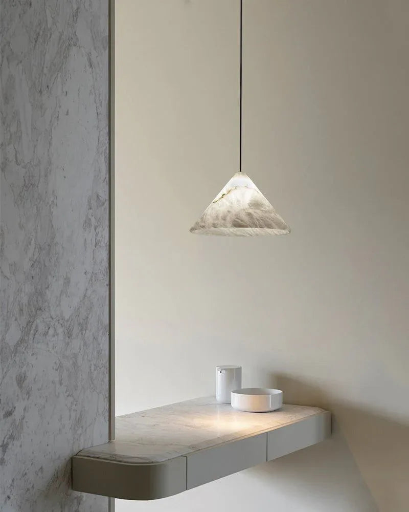 Minimalist Style White Alabaster Conical Pendant Lamp for bedroom kitchen Modern Pendant lamp