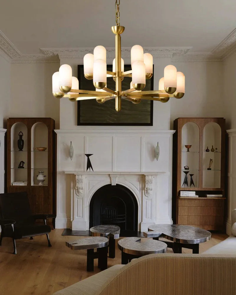 1/6/8/15 lights Small Alabaster Luxury Moonshade Brass Chandelier for dining room Luxury Modern Chandelier