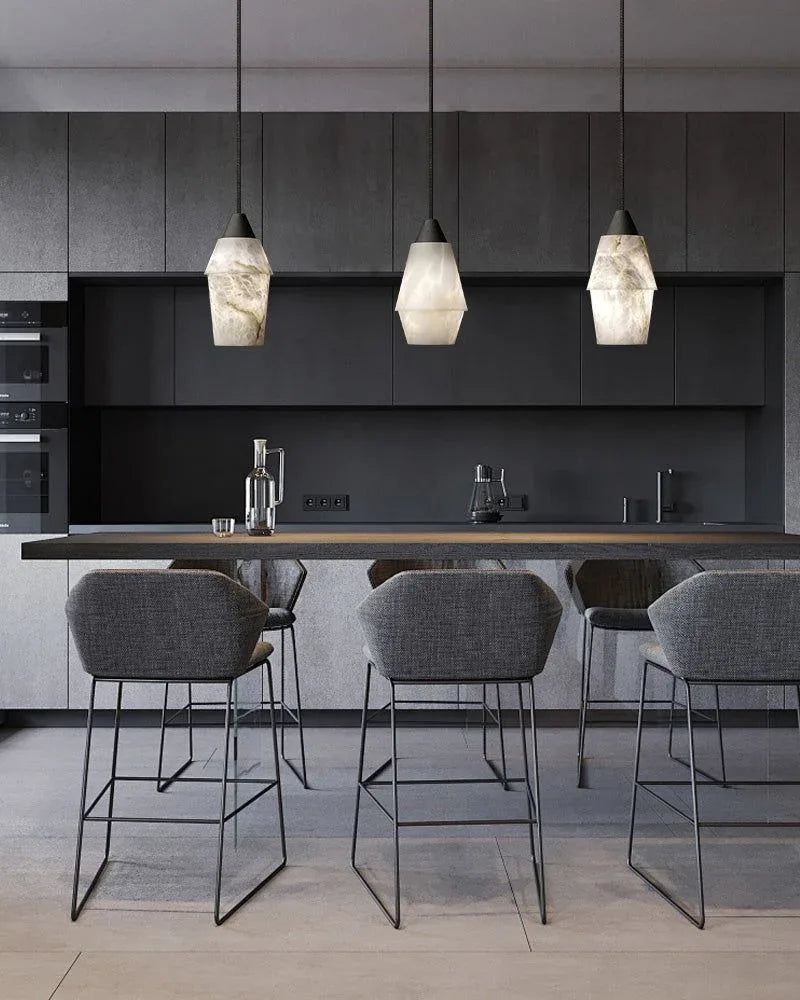 Elegant Natural Alabaster Cluster Pendant Lighting Black for Stairwell Modern Pendant lamp