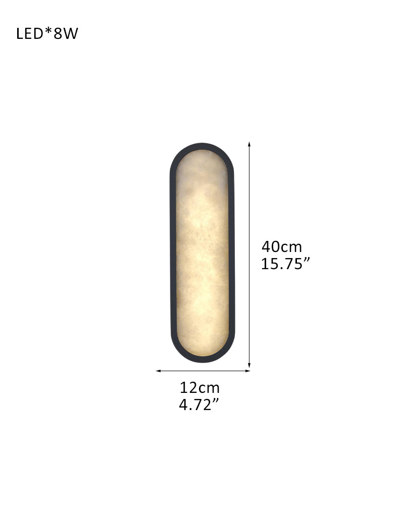 Modern Mariliza LED Long Oval Wall Sconce Black/Brass Framework Wide 16" 22" 24"36"