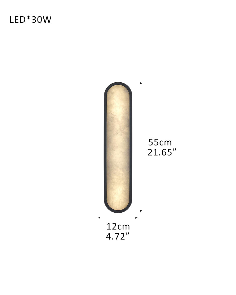 Modern Mariliza LED Long Oval Wall Sconce Black/Brass Framework Wide 16" 22" 24"36"