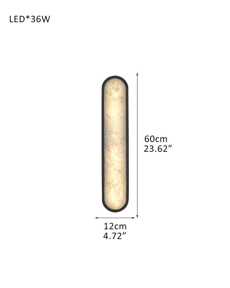 Modern Mariliza LED Long Oval Wall Sconce Black/Brass Framework Wide 16" 22" 24"36"