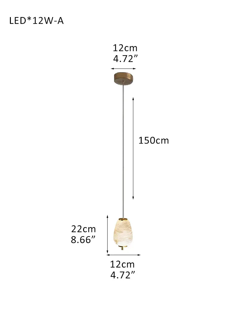 6-light Antique Brass String Hanging Light with Alabaster Stone Shade 1-light-D12*H22CM D4.72"*H8.66"-A White + Brass Modern Pendant lamp