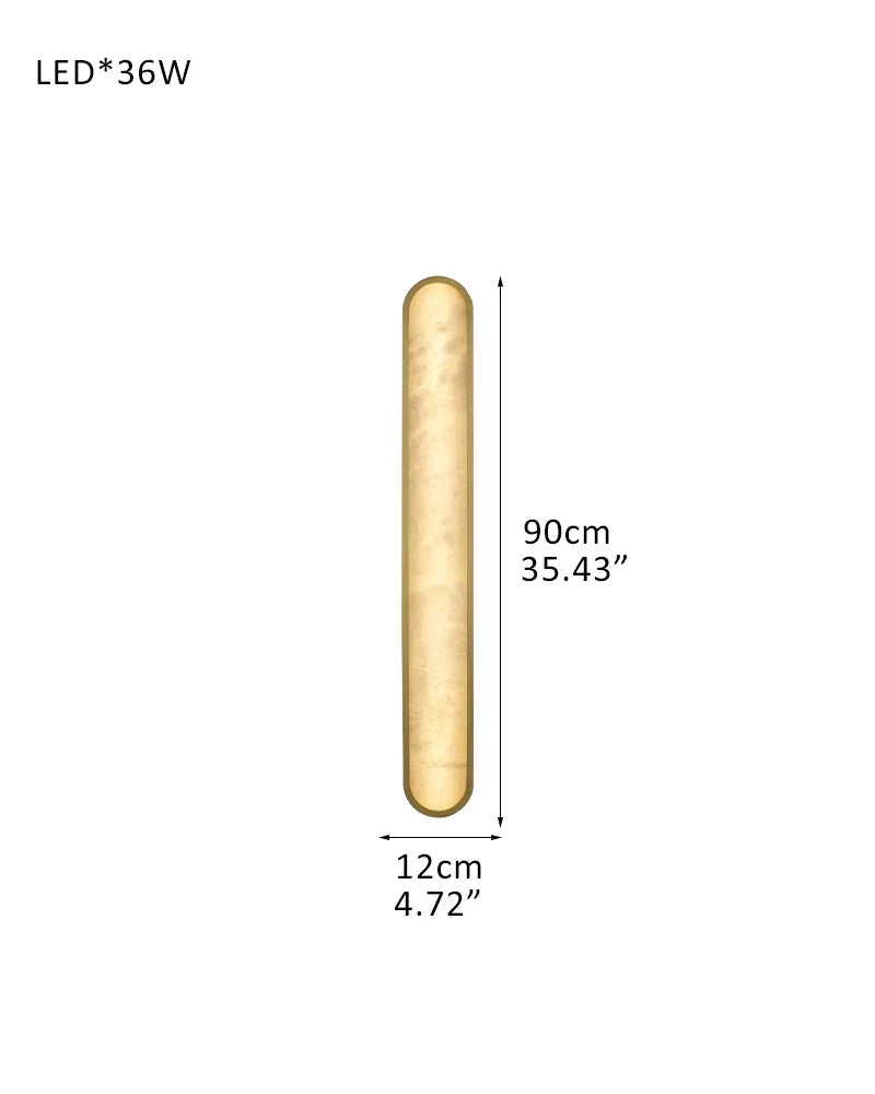 LightsStory Series Geometric Wall Sconce | Long Oval Natural Alabaster shade with durable iron framework, Black Brass finish for Dining rooms, bedrooms, and living areas D12*H90CM D4.72"*H35.43" Brass Modern Art Design Wall Lamp