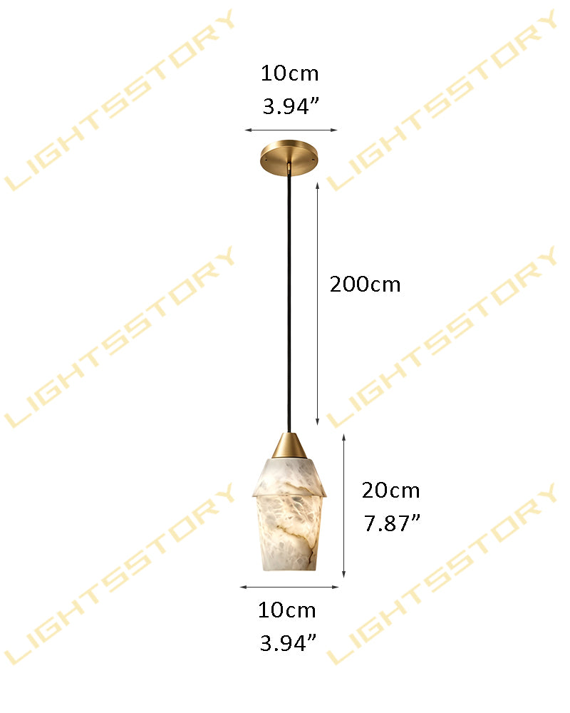 Alabaster Cascading Orb Faceted Pendant Light - Natural Spanish Alabaster, Serene Black Trim - Kitchens, Dining & Living Rooms