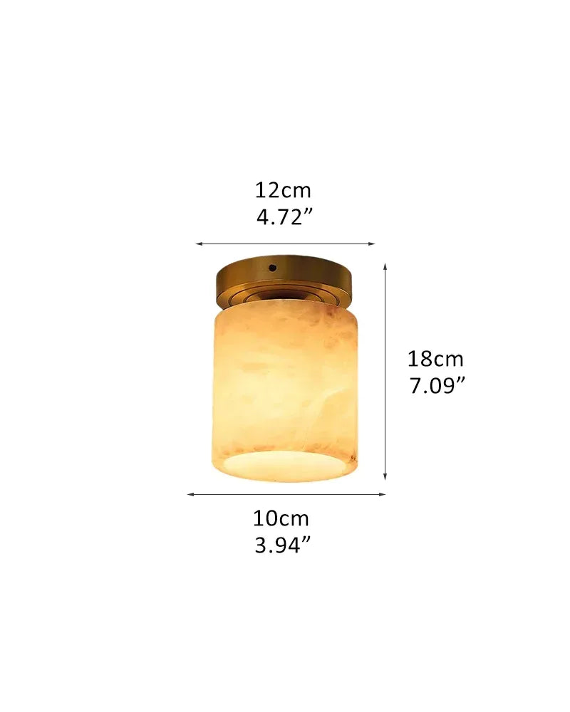 LightsStory Series Geometric Ceiling Light | Round Alabaster Orb and Square Brass Frame Genuine Alabaster with Polished Brass Frame, Polished Brass finish for Bedrooms, living rooms, and entryways A-D10*H18CM D3.94“*H7.09" White + Brass Flush Mounted Ceiling Lamp