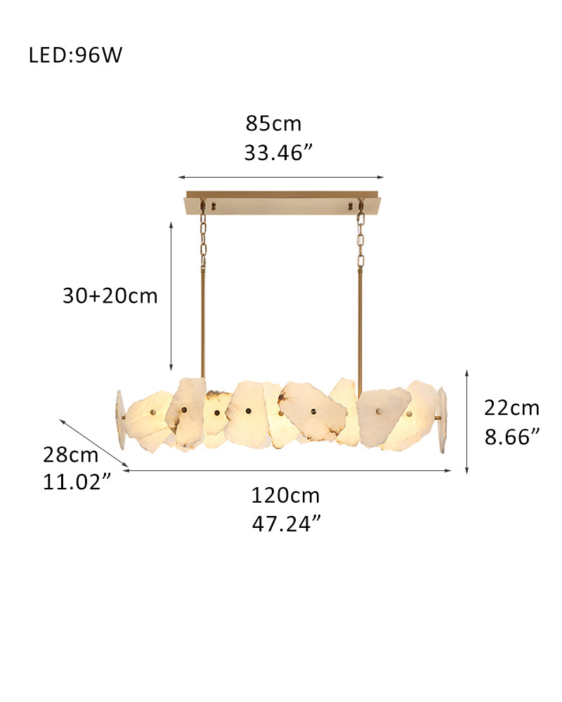 豪华不规则白色雪花石膏铜吊灯,圆形/矩形,60/80/100/120厘米