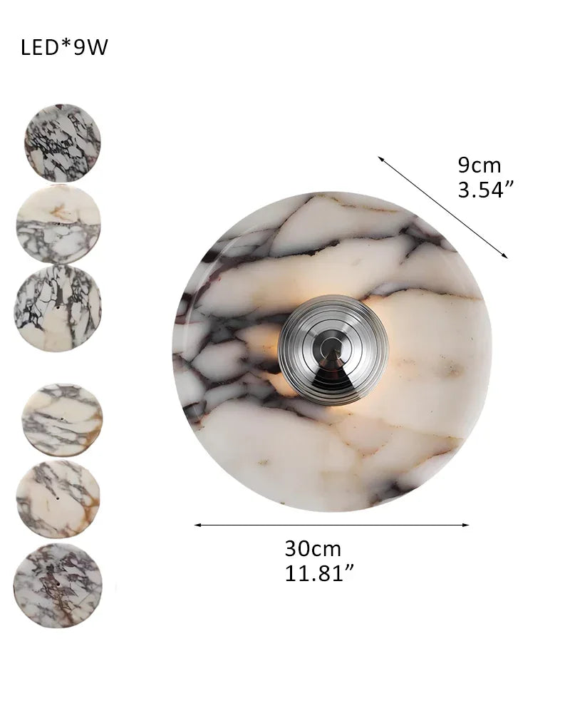 Contemporary Nordic Round Iron Marble LED Vanity Wall Sconce Lamp Wide 8" 10" 12" Bowl-D30*H9CM D11.81"*H3.54" Silver Modern Art Design Wall Lamp