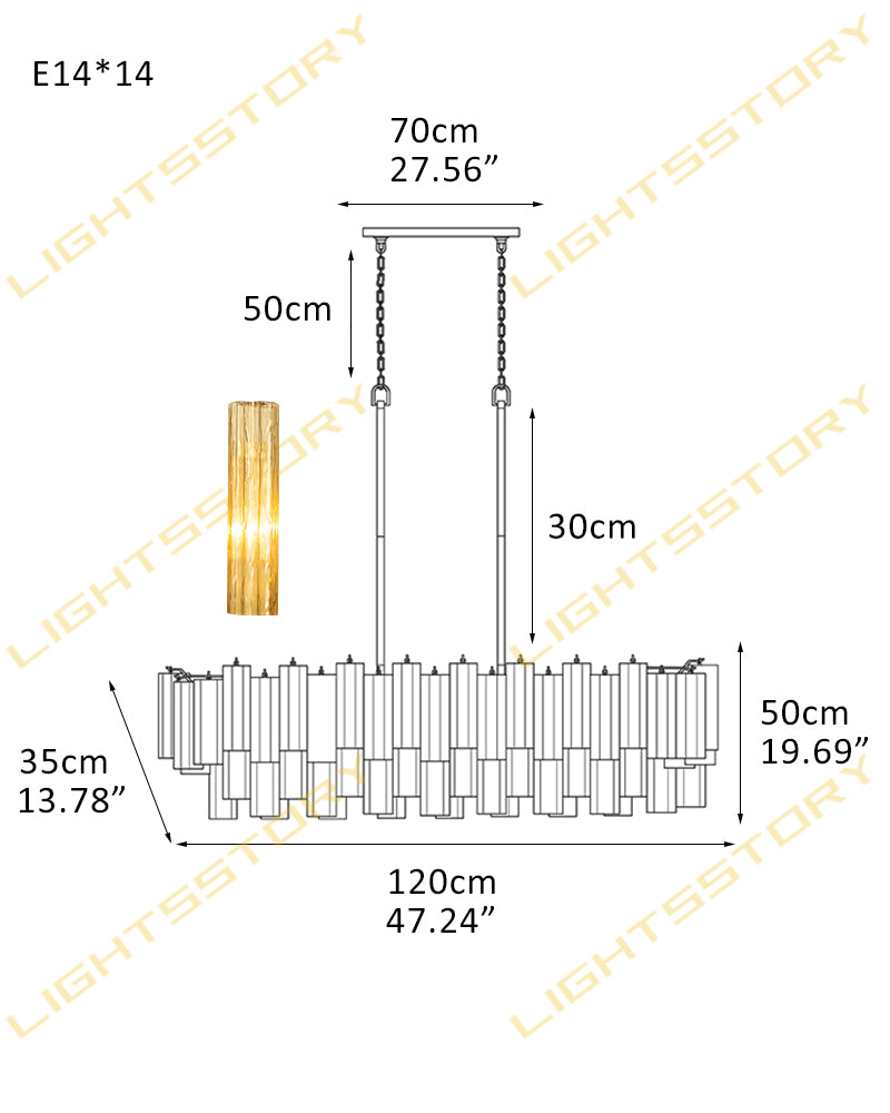 10/14/20/25 light Linear Large Murano Colorful Glass Chandelier in Brass/Chrome Hardwared 14 light-L120*W35*H50CM L47.24"*W13.78"*H19.69" Luxury Modern Chandelier