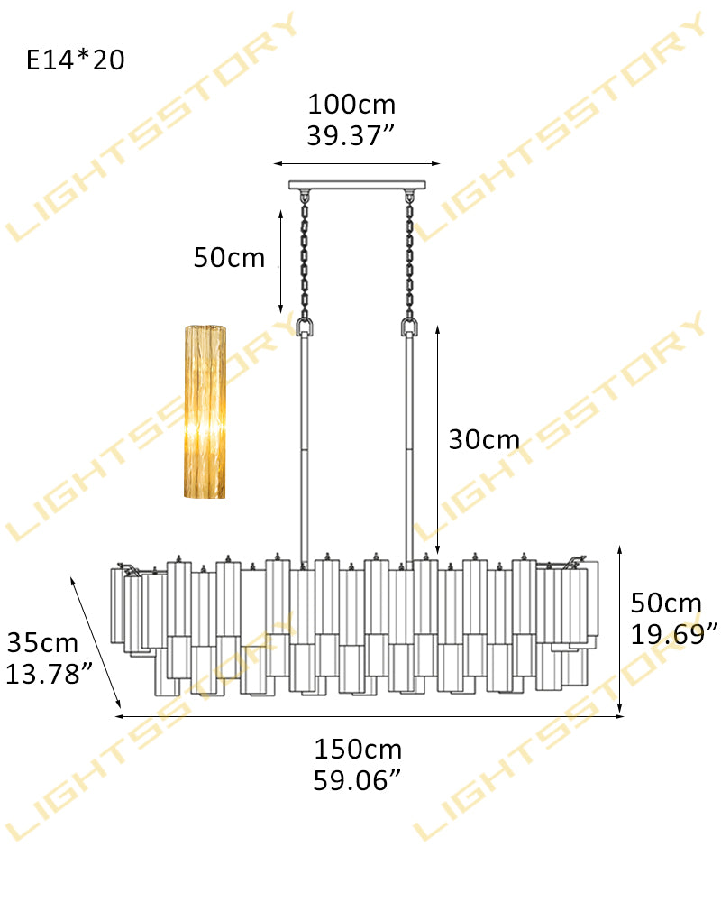 10/14/20/25 light Linear Large Murano Colorful Glass Chandelier in Brass/Chrome Hardwared 20light-L150*W35*H50CM L57.06"*W13.78"*H19.69" Luxury Modern Chandelier
