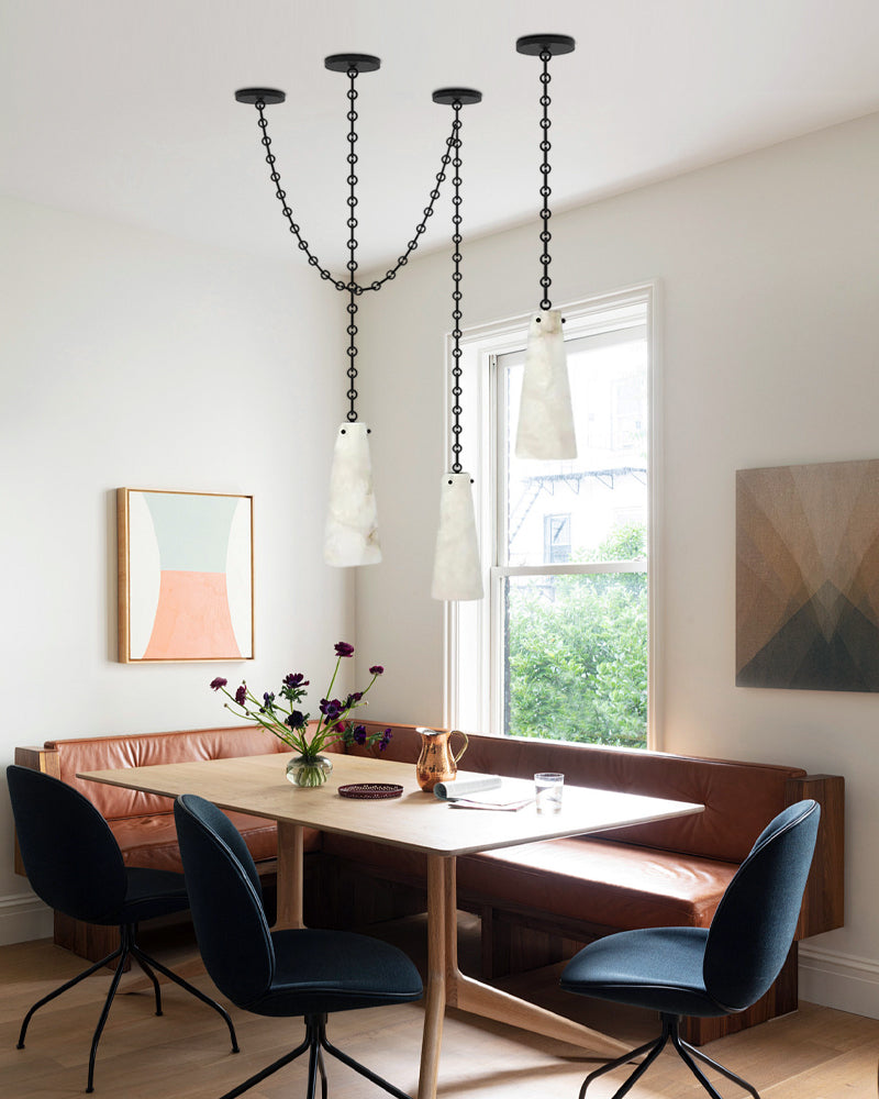 LightsStory Series Geometric Chandelier | Clustered Silhouette Translucent Alabaster and Brass, Premium Brass and Black finish for Modern Living Rooms and Dining Areas Vintage Simple Pendant Lamp