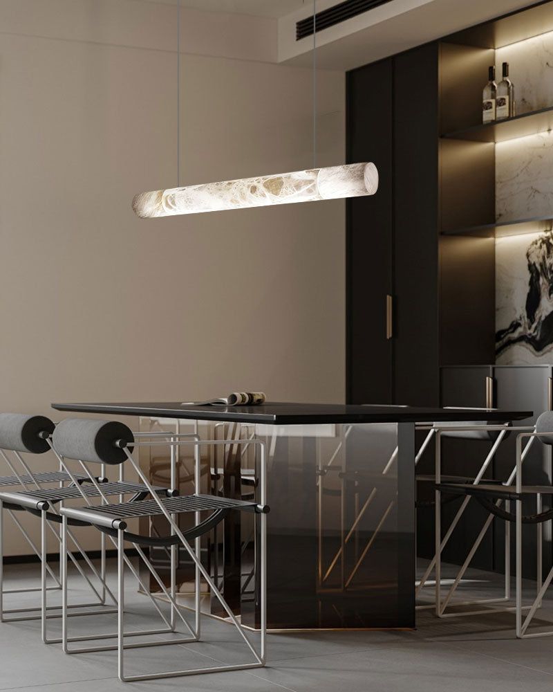 Alabaster Slim Stright pendant light in brass