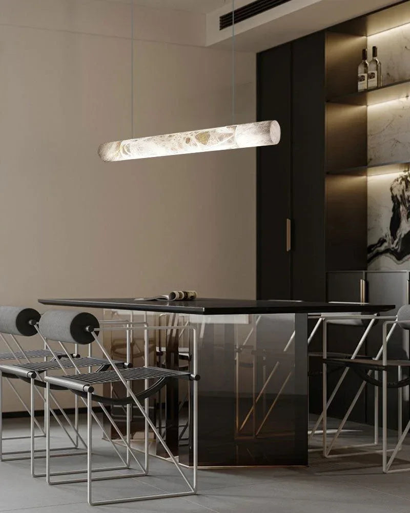 LED Linear Creative White Alabaster Liberty Hanging Light | Straight/Curved Design American chandelier