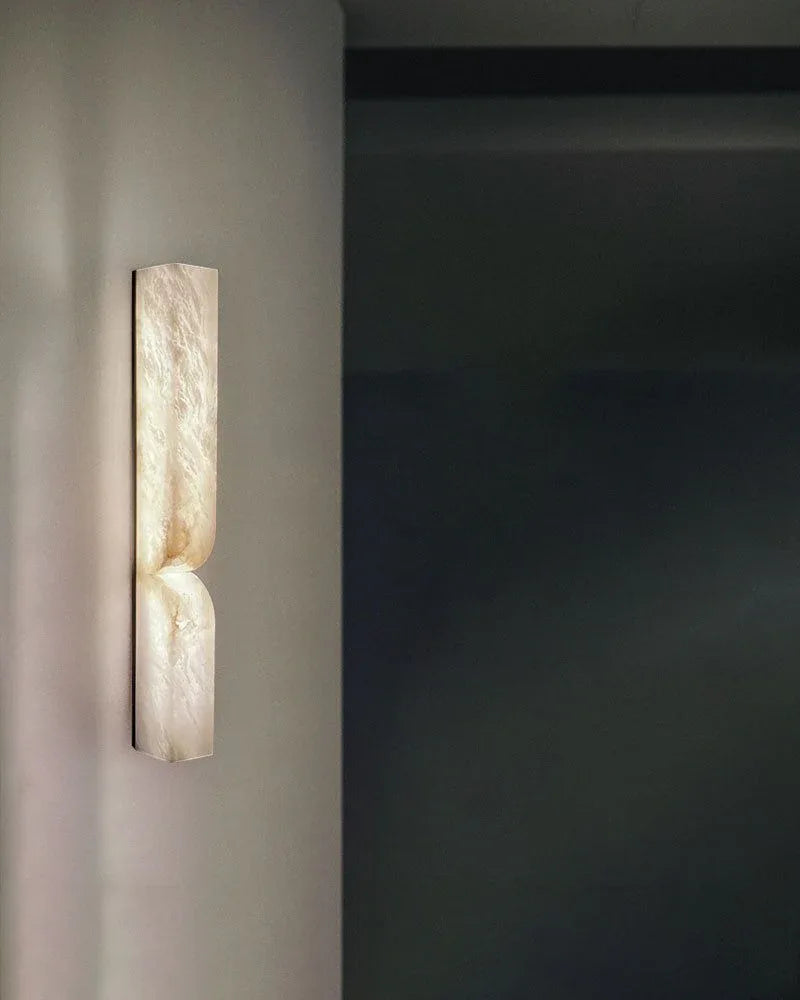 2-light White Alabaster Essence Rectangular Wall Sconce Wide 30/60cm Flush Mounted Wall Sonce Lamp