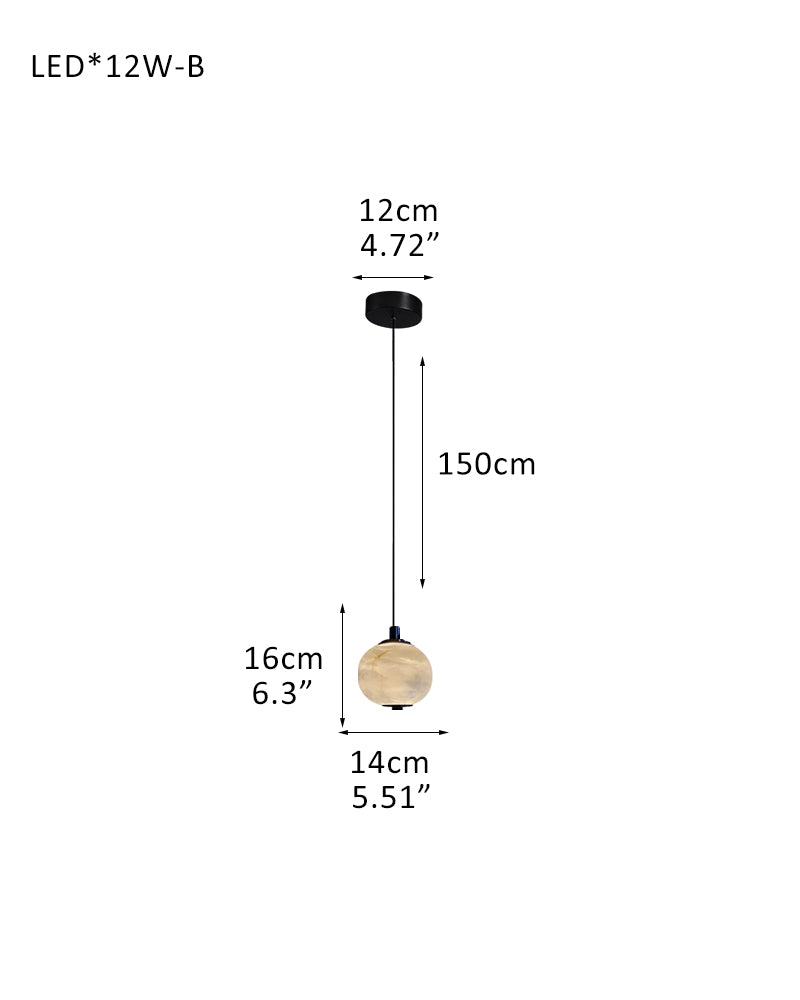 6-light Antique Brass String Hanging Light with Alabaster Stone Shade