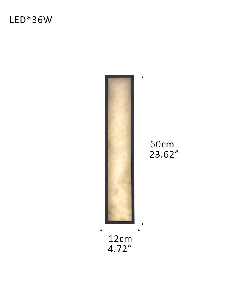 LightsStory Series Geometric Wall Sconce | Geometric Natural Alabaster and Durable Iron, Brass and Black Metalwork for Dining Rooms, Bedrooms, and Living Areas D12*H60CM D4.72"*H23.62" Black Modern Art Design Wall Lamp