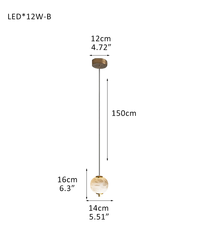 6-light Antique Brass String Hanging Light with Alabaster Stone Shade