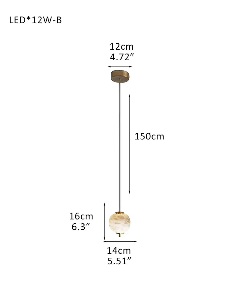 6-light Antique Brass String Hanging Light with Alabaster Stone Shade 1-light-D14*H16CM D5.51"*H6.3"-B White + Brass Modern Pendant lamp