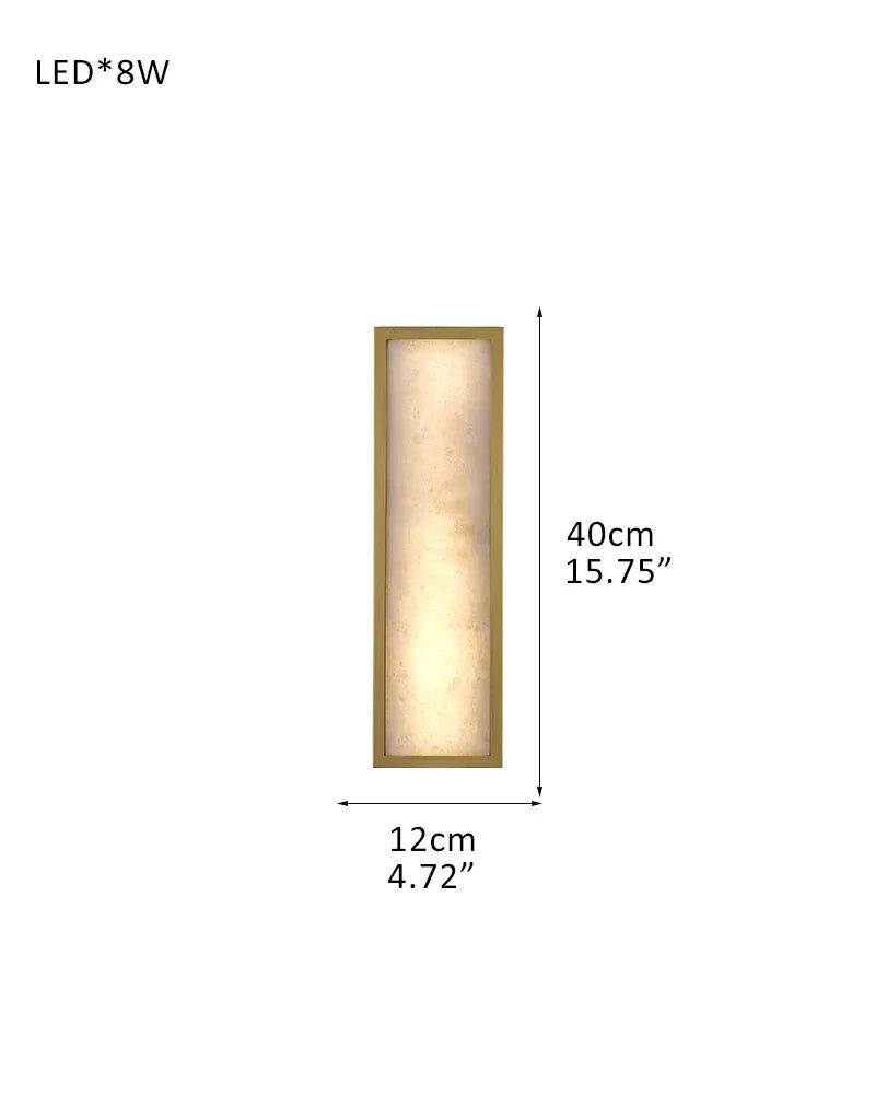 LightsStory Series Geometric Wall Sconce | Geometric Natural Alabaster and Durable Iron, Brass and Black Metalwork for Dining Rooms, Bedrooms, and Living Areas D12*H40CM D4.72"*H15.75" Brass Modern Art Design Wall Lamp