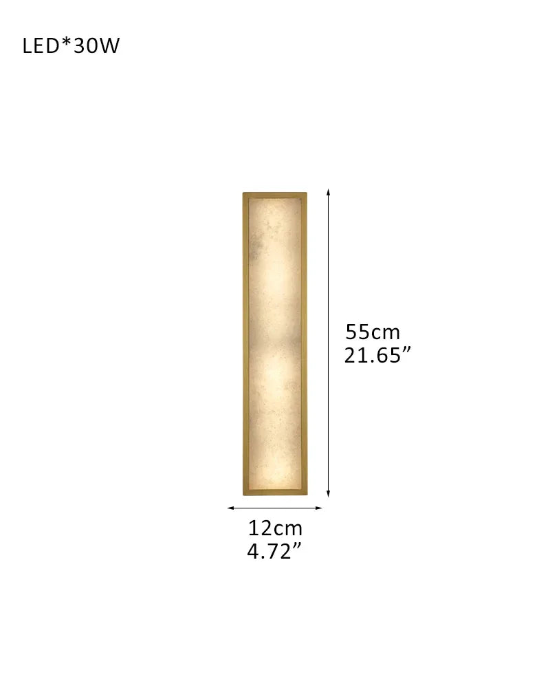 Brass/Black Metalwork LED Bathroom Vanity Sconce Marble Shade Geometric Wall Light Fixtures D12*H55CM D4.72"*H21.65" Brass Modern Art Design Wall Lamp