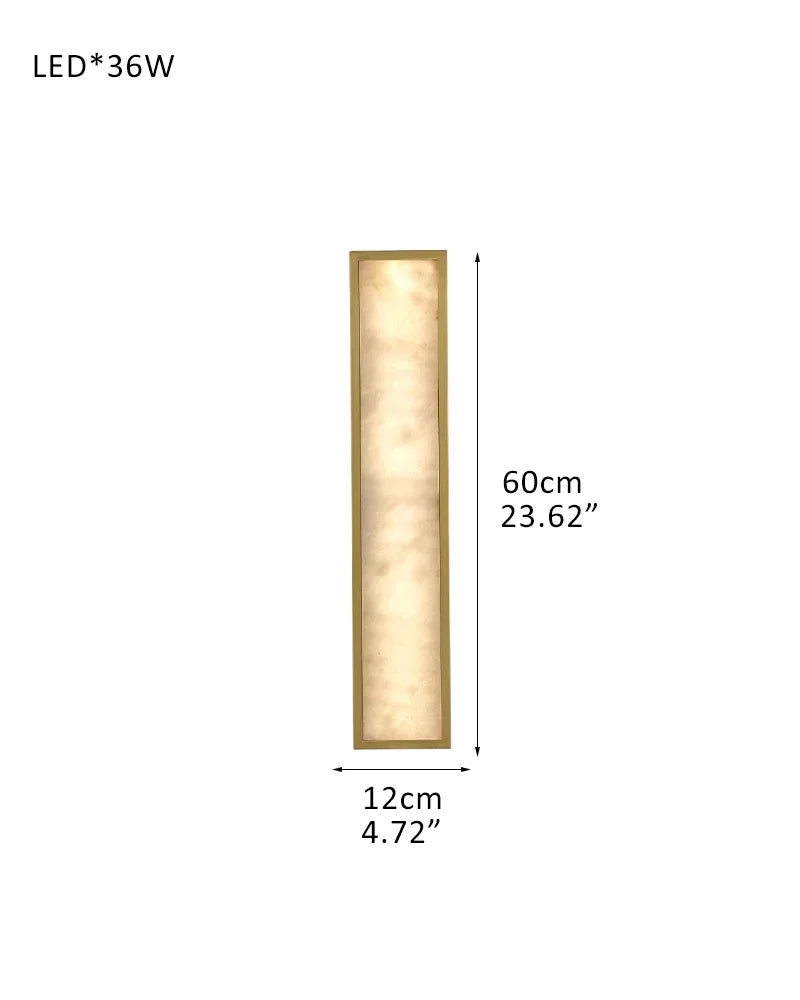 LightsStory Series Geometric Wall Sconce | Geometric Natural Alabaster and Durable Iron, Brass and Black Metalwork for Dining Rooms, Bedrooms, and Living Areas D12*H60CM D4.72"*H23.62" Brass Modern Art Design Wall Lamp