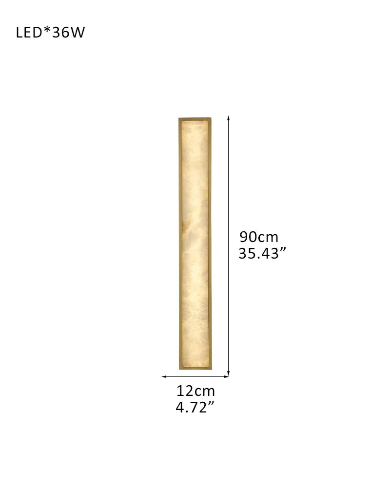 LightsStory Series Geometric Wall Sconce | Geometric Natural Alabaster and Durable Iron, Brass and Black Metalwork for Dining Rooms, Bedrooms, and Living Areas D12*H90CM D4.72"*H35.43" Brass Modern Art Design Wall Lamp