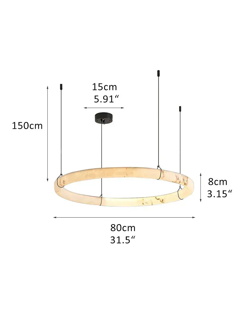 Dia 31.5" Black Metal Modern Single Ring Alabaster Pendant Light,60W B-L80*H6CM L31.5"*3.15" White + Black Modern Pendant lamp