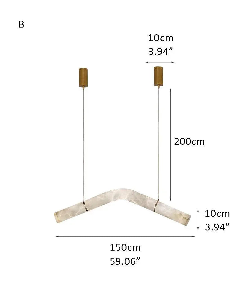 Minimalist Long Cord Ceiling Pendant Alabaster Lighting | 120/150cm Length B-L150*H10CM D59.06*H3.94" White + Brass American chandelier