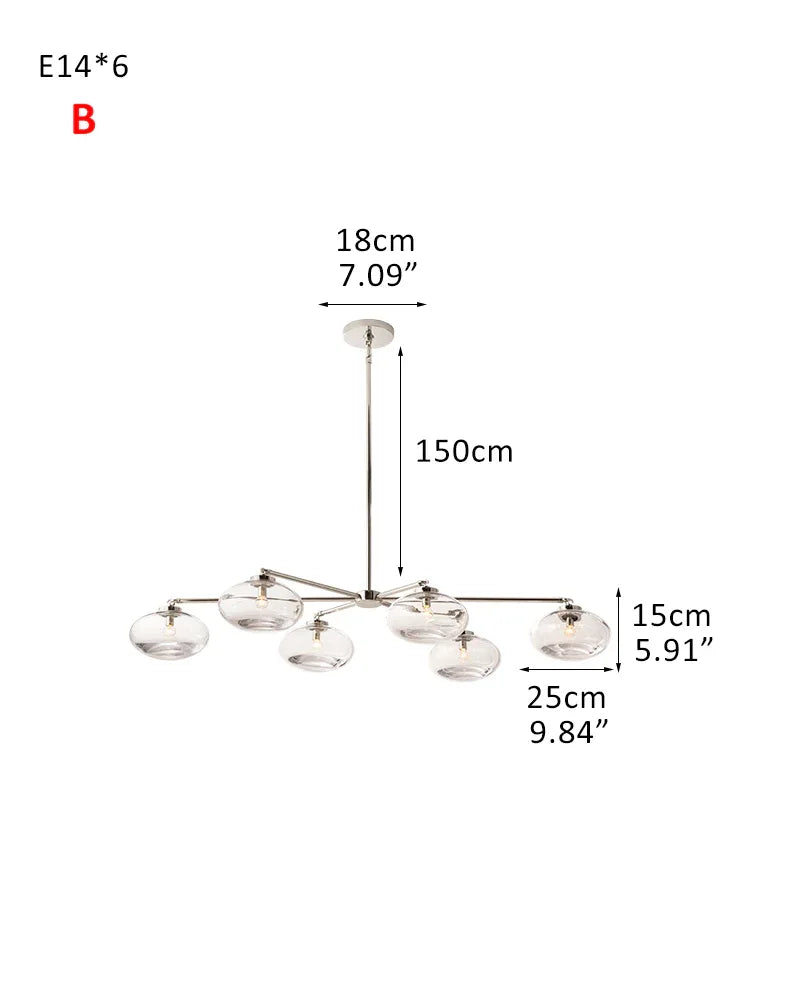 Oval-clear-glass-pendant-lamp-10d-with-brass-black-silver-metal-frame-2026 6-light-D25*H15CM D9.84“*H5.91"-B Silver Modern Pendant lamp