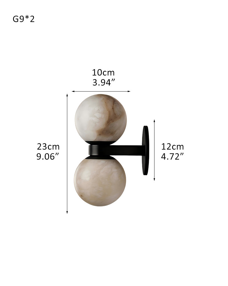 LightsStory Timeless Alabaster Round Wall Light - Heritage Brass