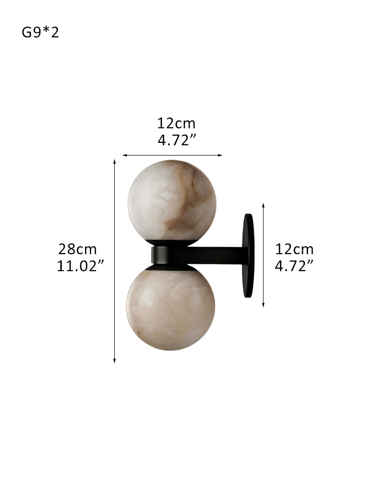 LightsStory Timeless Alabaster Round Wall Light - Heritage Brass