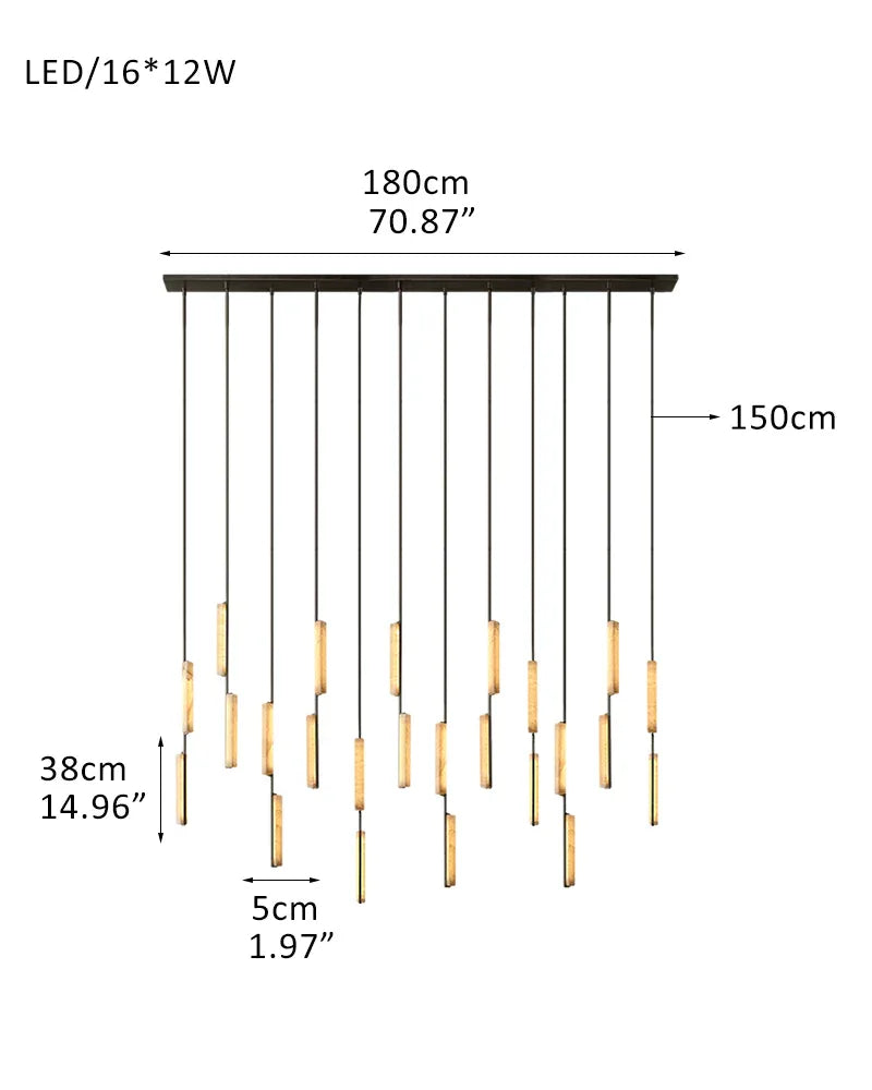 Vintage Clound Audubon Cluster Alabaster Linear Long Plate Chandelier for hallway 12P-D5*H38CM DD2"*H15" Black + White American Vintage chandelier lamp