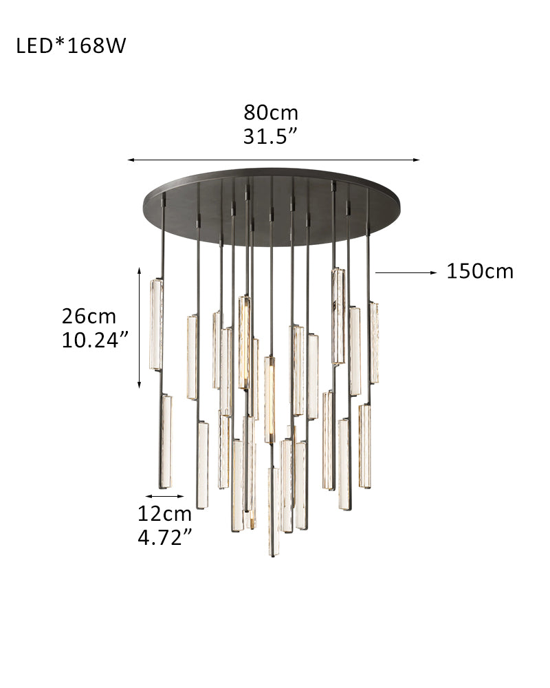 Audubon Crystal On Vertical Brass/Black Drops Linear Chandelier Collection