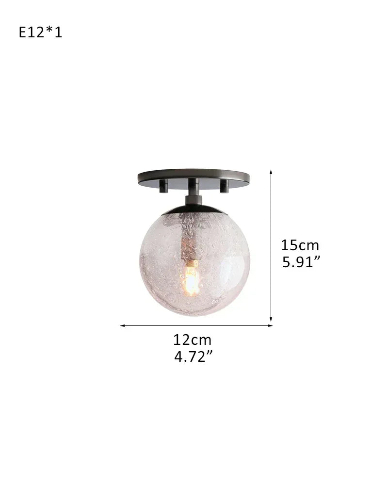 Industrial Globe Bubble Glass Chandelier 28in 36in | Brushed Brass/Black/Silver Steel 1-Light-D12*H15CM D4.72“*H5.91"(Semi Flush Mounted) Black American Vintage chandelier lamp