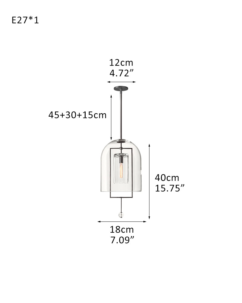 Fulcrum Industry Light Design 透明玻璃和黄铜饰面五金吊灯(单头)