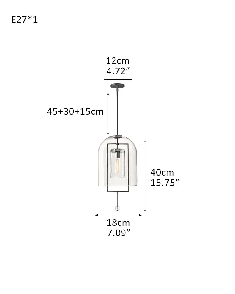 Fulcrum Industry Light Design Clear Glass and Brass Finish Hardware Chandelier 1-light 1-light-D18*H40CM D7.09"*H15.75" Black American Vintage chandelier lamp