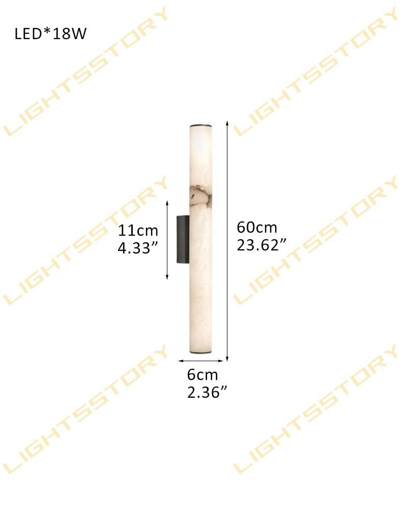 Callisto Linear Strip Long Wall Sconces Brass/Black Metal | Natural Marble Shade