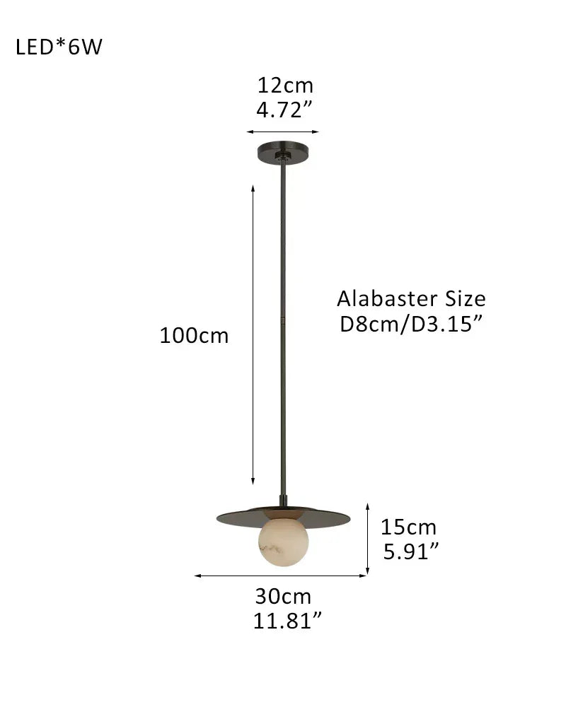 Minimalist Disc Pendant Light Hammered Finish White Hand Blown Alabaster Globe For Sale Pendant-D30*H15CM D11.81"*H5.91"(1 Globes) Black Modern Pendant lamp