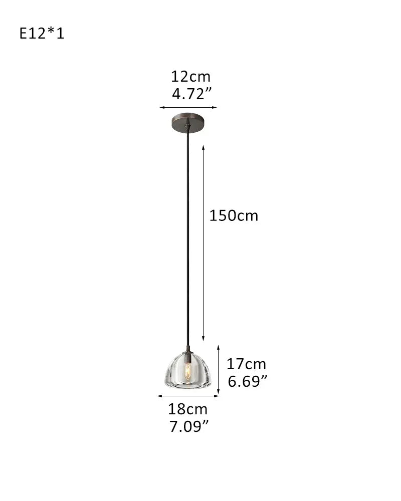 Dimple Crystal Glass Globe Rainfall Round Hemisphere Chandelier Brushed Black Steel 1-light-D18*H17CM L7"*H6.7" Brass American chandelier