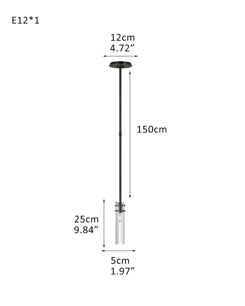 Rustic Forged Iron Casoria Two Tier Chandelier with Clear Glass Shade Use For Living Foyer 1-light-D5*H25CM D1.97"*H9.84" Black American chandelier