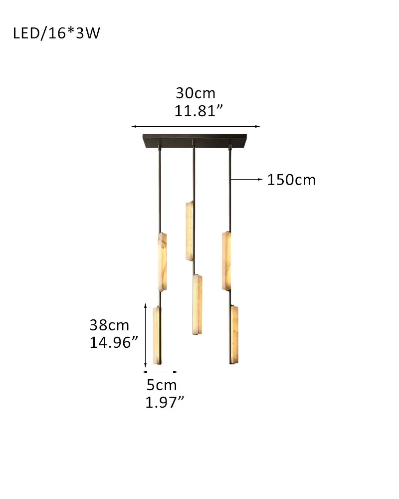 Vintage Clound Audubon Cluster Alabaster Linear Long Plate Chandelier for hallway 3P-D5*H38CM D2"*H15" Black + White American Vintage chandelier lamp