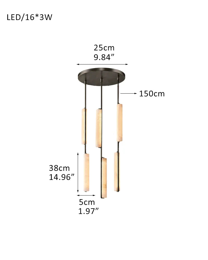 Audubon Alabaster Lighting Collection Lacquered Burnished Brass/Black Rod 3P-D5*H38CM D2"*H15" Black + White American Vintage chandelier lamp