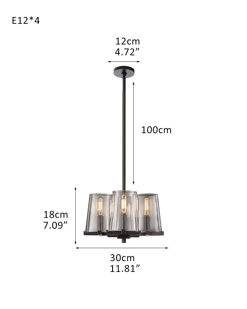 4-light Pauillac Round Clear Glass Pendant Lighting Lacquered Brass/Black for Kitchen Island