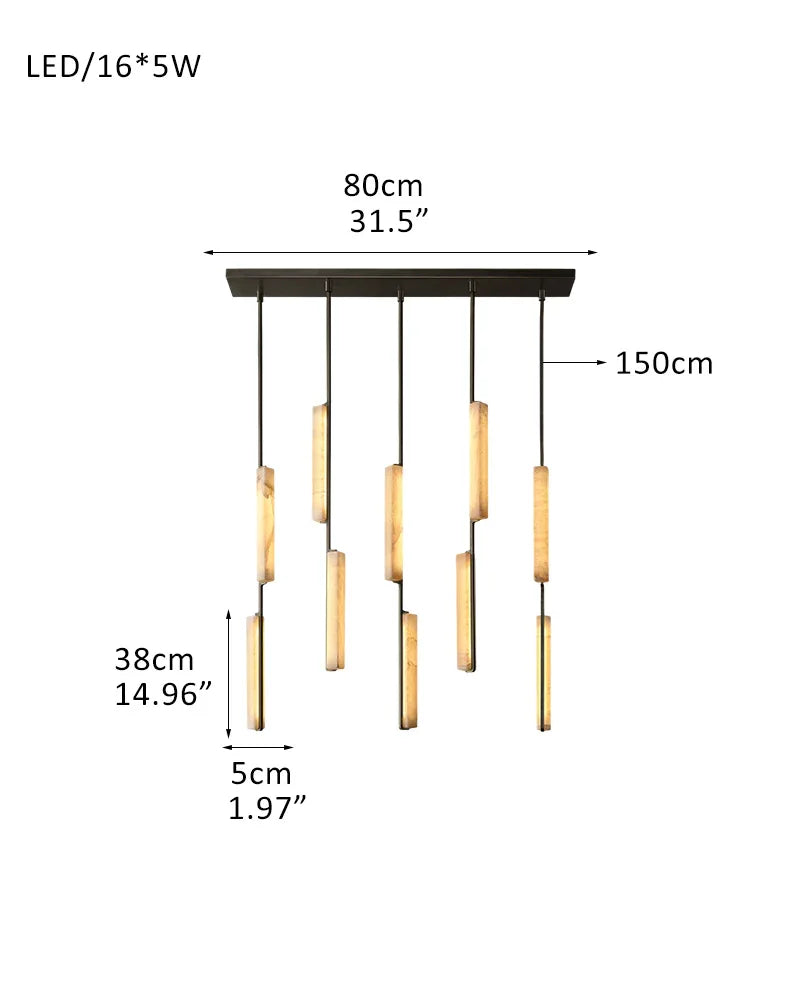 Vintage Clound Audubon Cluster Alabaster Linear Long Plate Chandelier for hallway 5P-D5*H38CM D2"*H15" Black + White American Vintage chandelier lamp