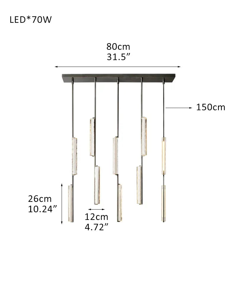 Audubon Crystal On Vertical Brass Drops Round Chandelier Collection Wide 24" 40" 56" 5-light-D12CM D4.7"-Linear Black American chandelier