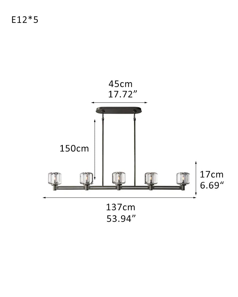 6/12 Light Candle Style Traditional Chandelier with Crystal Accents for dining room table 5-light-L137*W13*H17CM L53.94"*W5.12"*H6.69" Black American chandelier