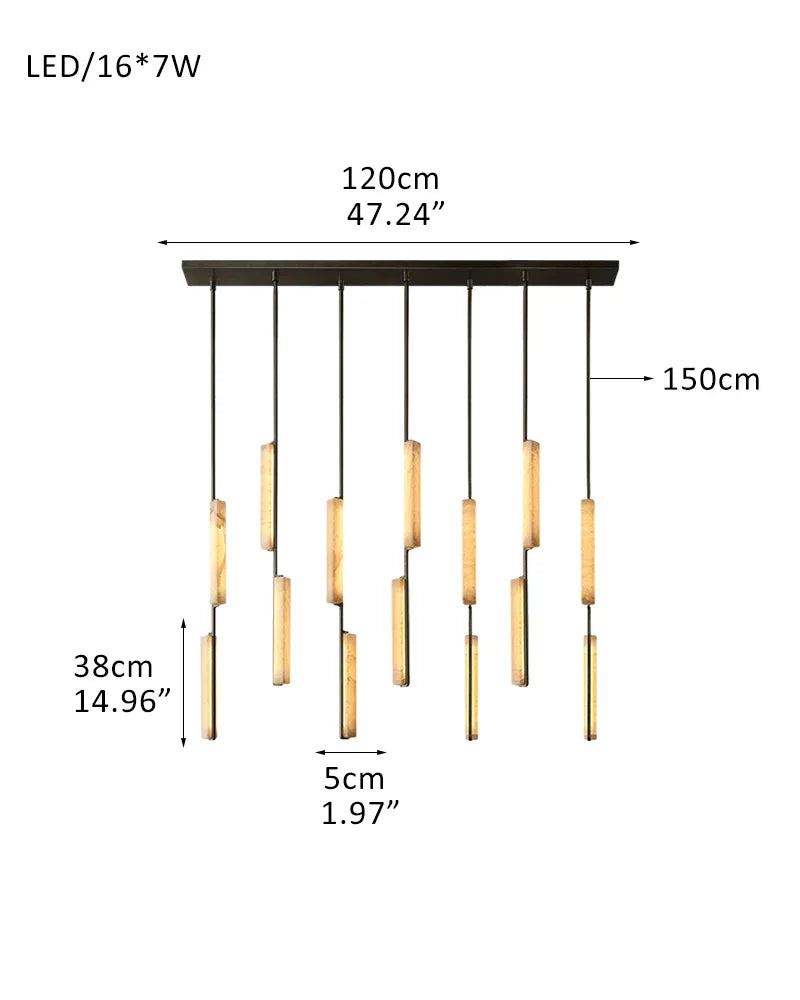 Vintage Clound Audubon Cluster Alabaster Linear Long Plate Chandelier for hallway 7P-D5*H38CM DD2"*H15" Black + White American Vintage chandelier lamp